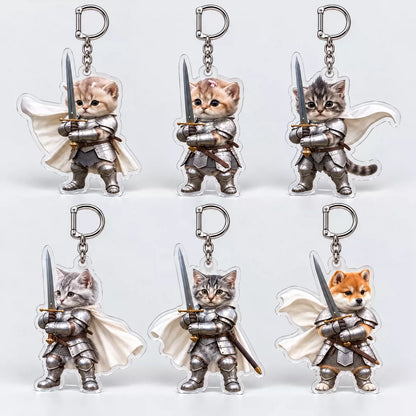 Complete set of six Knight Kitten acrylic keychains
