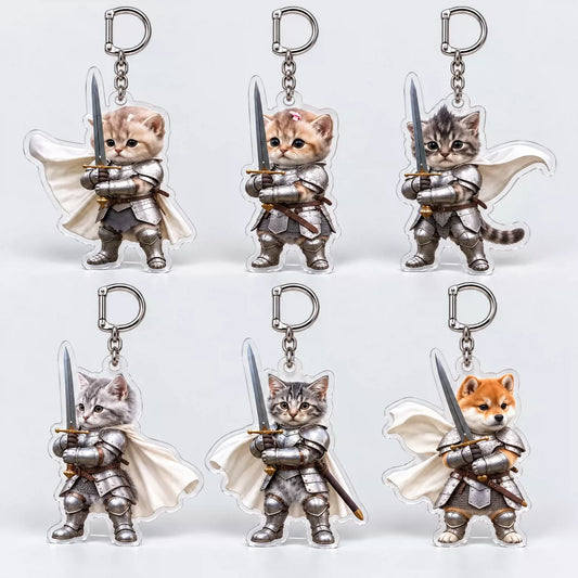 Complete set of six Knight Kitten acrylic keychains